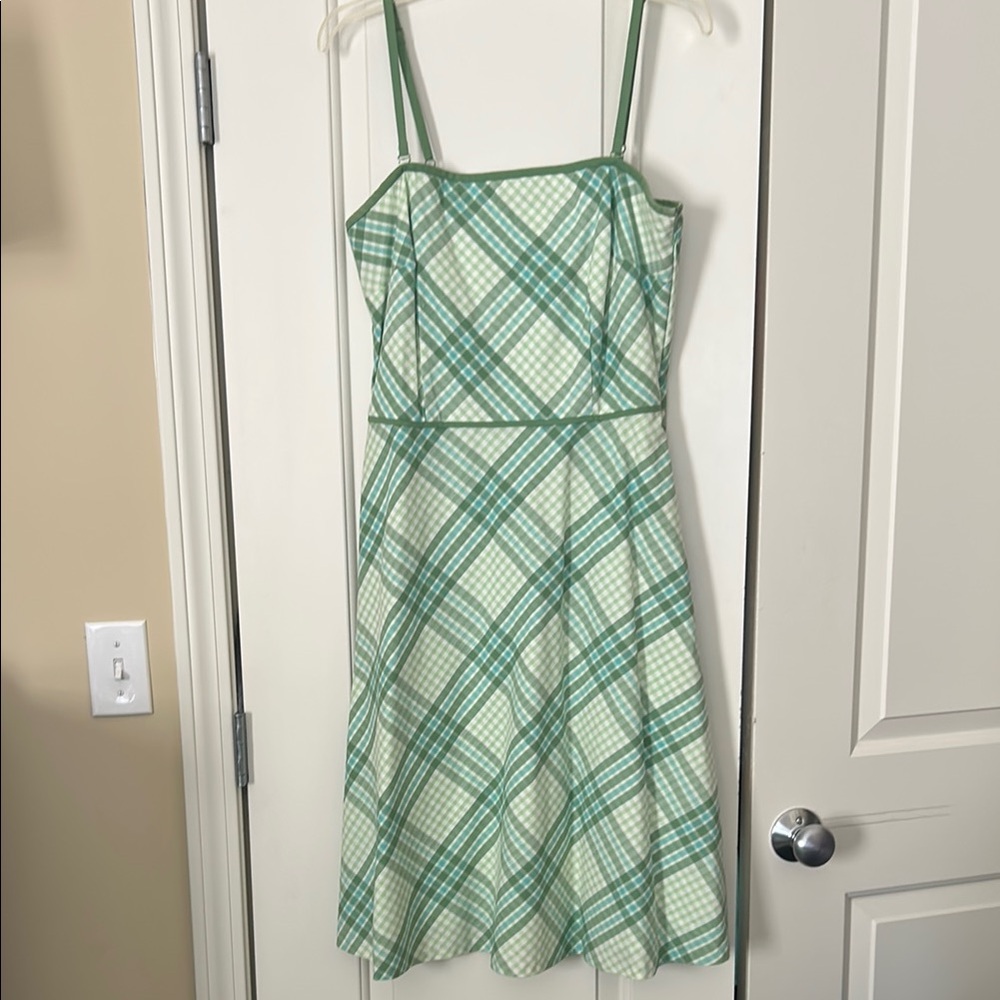 Ann Taylor Loft Green Plaid Women's Dress